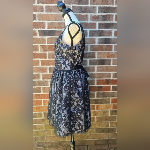 Amy Byer Black and Cream Fit and Flare Mini Dress - Picture 2 of 7